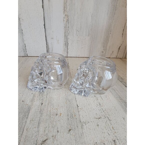 Heavy weighted glass Skull tea light holder Halloween set - Picture 7 of 12